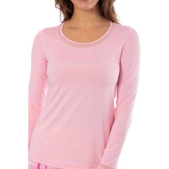 Golftini Golf Top Polo Shirt Women Medium Pink Long Sleeve UPF 30 Sun Protection - Picture 1 of 13